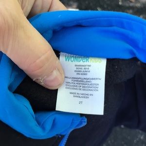 WonderKids Blue Puffer Vest Black Fleece Lining 2T